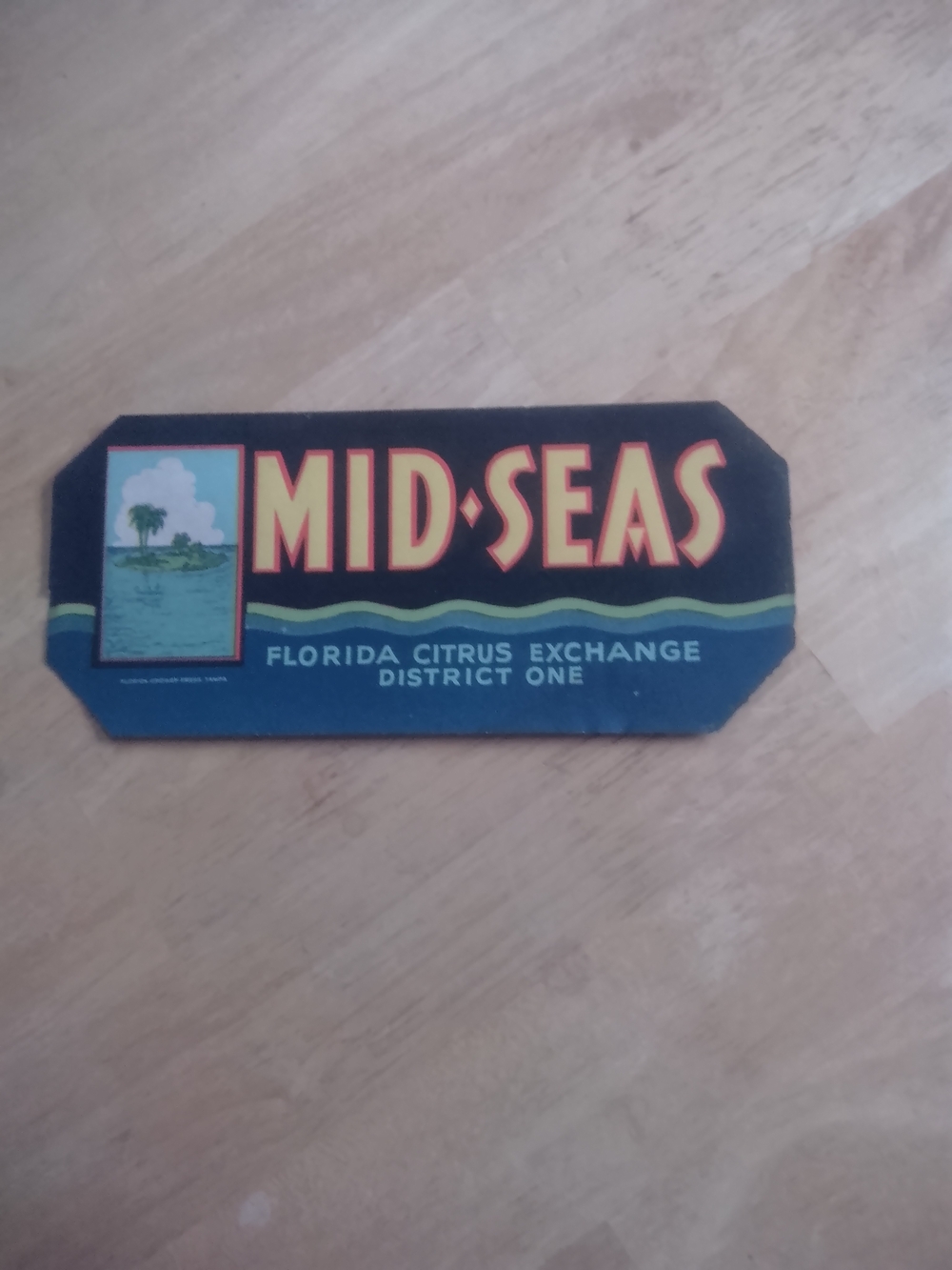 MID-SEAS Vintage Citrus Crate Label - Black, Yellow, Teal